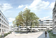 Visualisierung Architektur Wettbewerb Aussen Wohnungsbau Regensdorf 2012