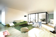 Visualisierung Architektur Wettbewerb Innen Wohnungsbau Kloten Zuerich Schweiz 2012 1.Platz