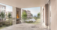 Visualisierung Architektur Wettbewerb Aussen Wohnungsbau Balkon Seewies Guettingen 2013 1. Platz