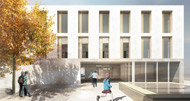Visualisierung Architektur Wettbewerb Aussen Erweiterung Primarschule Kestenholz Fassade 2014
