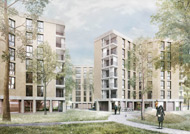 Visualisierung Architektur Aussen Wohnungsbau Letzigraben Zuerich 2015