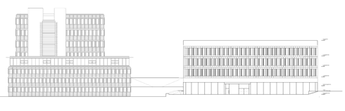 Architekturwettbewerb Erweiterung Gymnasium Muenchenstein-EG, Fassade Suedost