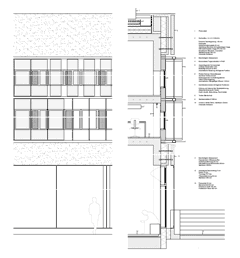 Architekturwettbewerb Erweiterung Gymnasium Muenchenstein-EG, Detailschnitt, Fassade