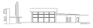 Architekturwettbewerb Berufsschule Rueti Mehrzweckhalle mit Aulafunktion-Suedostfassade